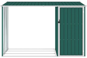 Záhradná kôlňa na palivové drevo zelená 245x98x159 cm pozinkovaná oceľ
