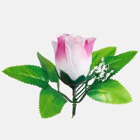 Schetelig Ruža hlava puk s lístkami a gypsomilkou, 6 cm, Ružová