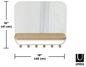 Biely prírodný nástenný vešiak z bukového dreva s poličkou Estique - Umbra