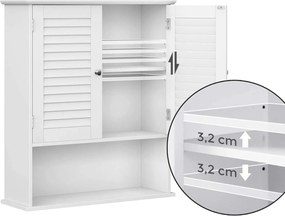 Nástenná skrinka 60 x 20 x 70 cm, kúpeľňová skrinka, biela