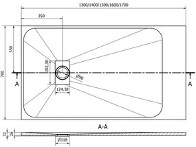 Mexen Hugo, SMC obdĺžniková sprchová vanička 150 x 70 cm, biela, 42107015