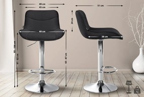 2x Barová stolička Vonore - látka, chróm - Čierna