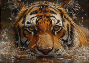 Obraz - Portrét tigra vo vode (70x50 cm)