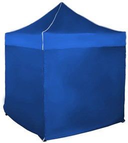 Rýchlorozkladací nožnicový stan 2x2m – oceľový, Modrá, 4 bočné plachty