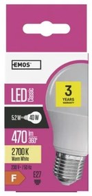 EMOS LED žiarovka, E27, A60, 6W, 470lm, teplá biela