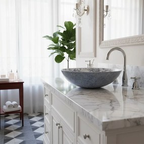 Rea Juliana, umývadlo na dosku 400x400x115 mm, biela-modrá so vzorom, REA-U3608