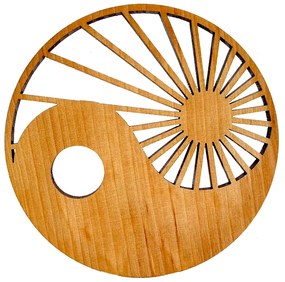 AMADEA Drevený podtácok okrúhly jin-jang, masívne drevo, priemer 10 cm