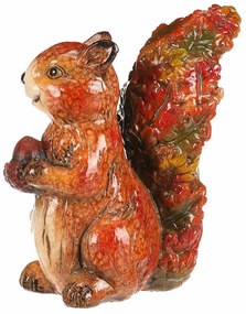 Jesenná dekorácia Veverička s orieškom, 12 x 7 x 13 cm, keramika