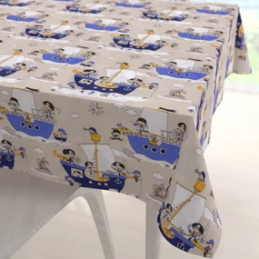 Biante Detský bavlnený štvorcový obrus Sandra SA-022 Piráti na mori 150x150 cm
