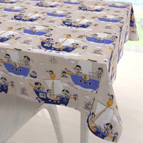Biante Detský bavlnený štvorcový obrus Sandra SA-022 Piráti na mori 70x70 cm