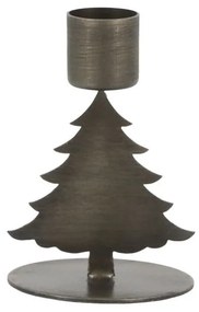 Mosadzný antik kovový svietnik na úzku sviečku stromček Cannie - 6*8,5cm