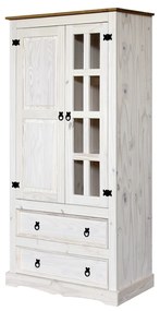IDEA nábytok Vitrína 2 dvere + 2 zásuvky CORONA biely vosk