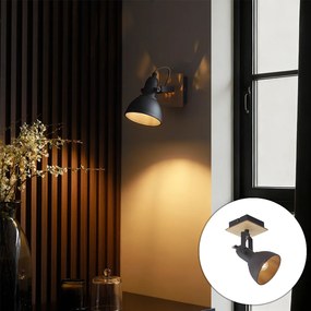 Priemyselný reflektor čierny s drevom otočný a naklápací - Jakub