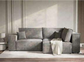 Sivá ženilková rozkladacia/s úložným priestorom rohová pohovka (pravý roh/do L) Tonga – Maison de Rêve