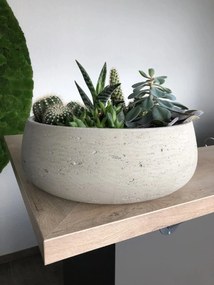 Dekoračná miska PERA, sklolaminát, Ø 27 cm, béžová