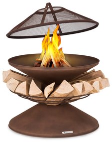 Aguilera, ohnisko s grilom, Ø 65 cm, úložný priestor na drevo, oceľ