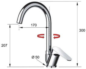 Sapho Sapho, CORNELI stojánkova drezová batéria s vysokou hubicou, čierna matná, CE60/15