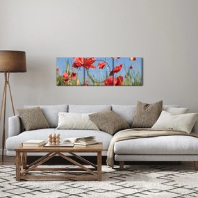 Obraz - Vlčie maky (s hodinami) (90x30 cm)