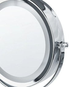 Kozmetické LED zrkadlo ø 26 cm strieborná/čierna SAVOIE Beliani