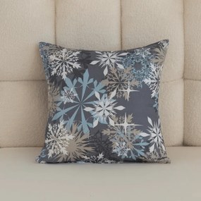 Obliečka na vankúš z mikrovlákna SNOWFLAKE 45x45 cm, modrosivý