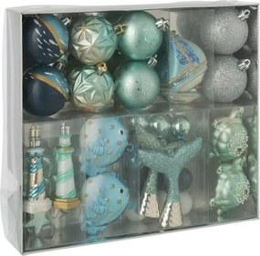 Krabička vianočných ozdôb v modro-striebornom prevedení J-line – 30*26*6 cm