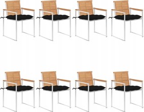 vidaXL Záhradné stoličky 8 ks s podložkami tíkový masív