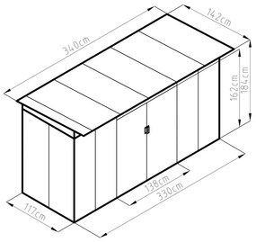 Záhradný domček G21 GRAH 483 - 340 x 142 cm, antracitový 6390091