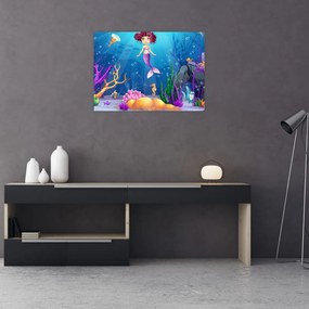 Sklenený obraz - Vodná víla (70x50 cm)