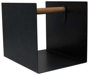 Čierny/antracitový dekoratívny kovový/z eko kože úložný box 32x38x31 cm Hippo – LIND DNA