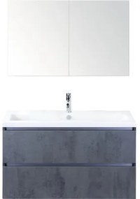 Kúpeľňový nábytkový set Vogue 100 cm s keramickým umývadlom a zrkadlovou skrinkou betón antracitovo sivá