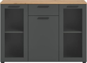 Komoda so šuplíkom Niklas, 120 cm, šedá/dub artisan