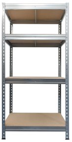 BULLRACK RIVET bezskrutkový kovový regál s drevenou DTD policou, 200x100x60 cm, 4 police, 600kg na policu, zinok