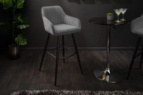 Nemecko -  Barová stolička TURIN vintage šedá zamatová s dekoratívnou prešívkou