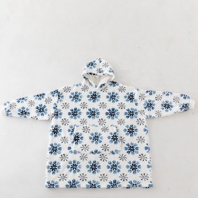 Baránková mikinová deka s rukávmi a kapucňou ICY FLAKES, biela