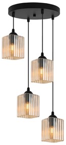 Závesné svietidlo Riffle Square, 4x medové sklenené tienidlo, b, o