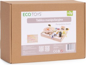 ECOTOYS LED senzorická drevená manipulačná doska pre deti vzdelávací panel auto volant 14 prvkov