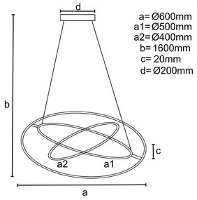 Závesné svietidlo NEDES svietidlo s ovládačom 105W J4350/CH