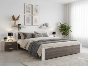 Posteľ IKAROS 120 x 200 cm, biela/dub hľuzovka Rošt: S lamelovým roštom, Matrac: Matrac DELUXE 10 cm