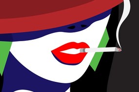 Obraz žena v klobúku v pop art štýle Varianta: 120x80