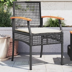 Záhradné stoličky s vankúšmi 2 ks čierne polyratan akácia 366247