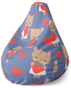 Sablio Sedací vak Pear Mačičky s jahodami - 70 x 95 x 15 cm