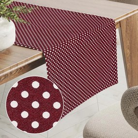 Biante Bavlnený behúň na stôl Sandra SA-339 Biele bodky na tmavo červenom 45x120 cm