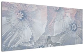 Obraz - Modré kvety na stene (120x50 cm)