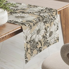 Biante Dekoračný behúň na stôl PML-089 Biele kvety na béžovom 35x120 cm