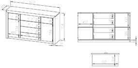 dvojdverová Komoda Castel 08 so zásuvkami 165 cm - svetlá sonoma / sonoma truflowa