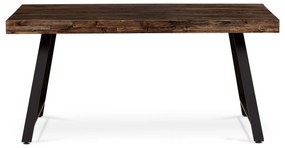 Jedálenský stôl 160x90x76 cm, MDF doska, druh dreva borovica, kovové nohy, čierny lak
