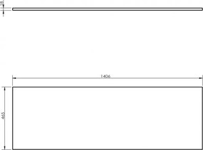 Mexen Uni, pracovná doska 140 cm, biela lesklá, 91AXX-1404-464-18-00