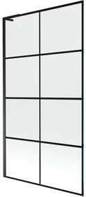 Mexen Next L, 1-krídlová vaňová zástena 100 x 150 cm, 6mm číre sklo-čierny vzor, čierny profil, 895-100-000-03-77-70
