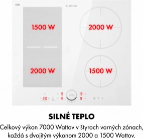 Klarstein Delicatessa 60 Hybrid, vstavaná indukčná varná doska, 7000 W, 4 zóny
