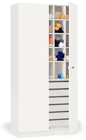 Skriňa THEO, s priehradkami a zásuvkami, 1000x470x2100 mm, biela